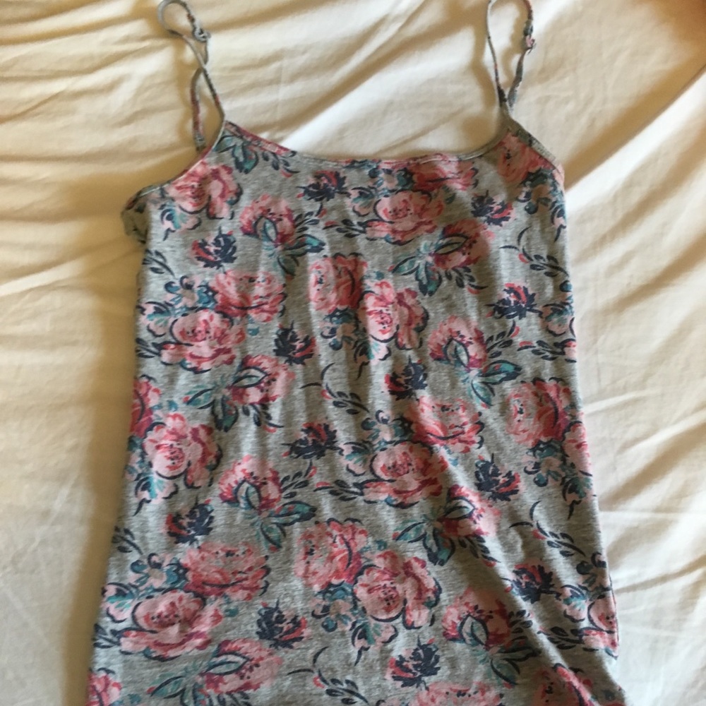 Grey, floral print cami